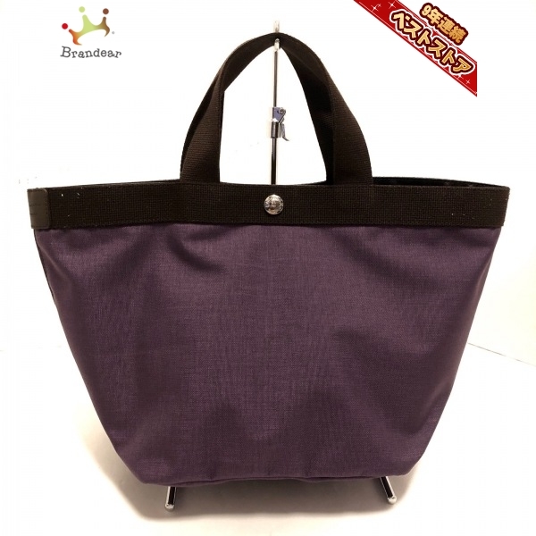 エルベシャプリエ Herve Chapelier トートバッグ コーデュラ舟型トートM ナイロン パープル×ダークブラウン Cライン バッグ