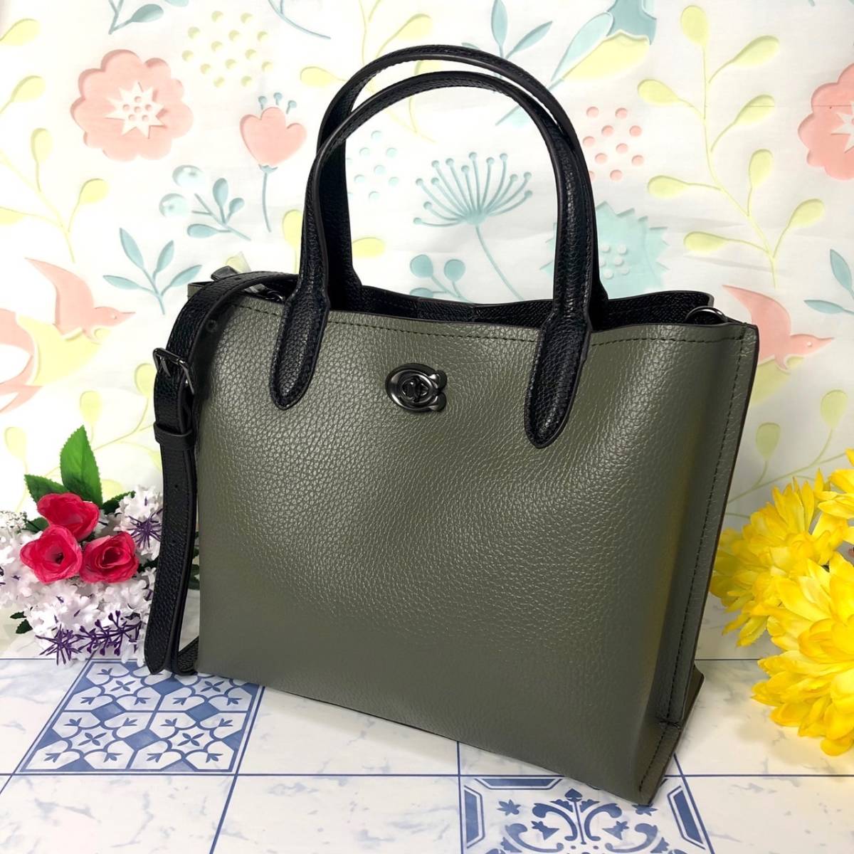 コーチ ハンドバッグ 2wayショルダー グリーン 【新品】 nt152