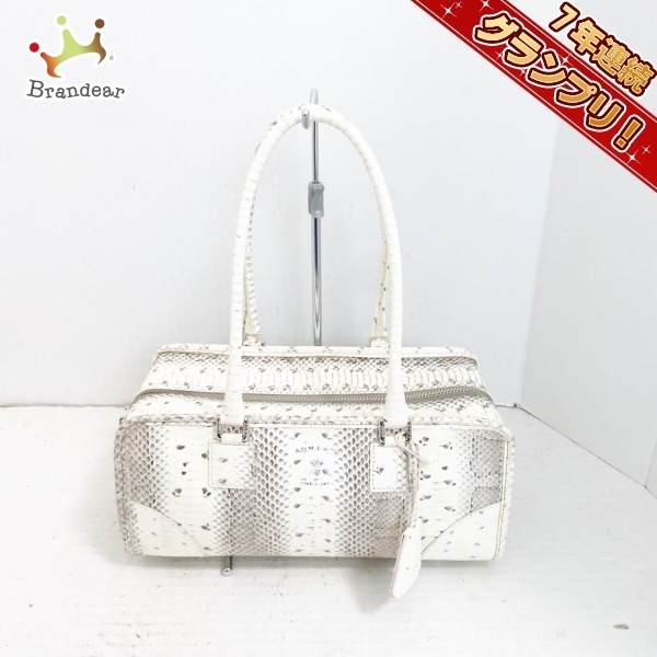 新品未使用 ADMJ PVC トートバッグ 飾りパイソン ベージュ グレー 希少