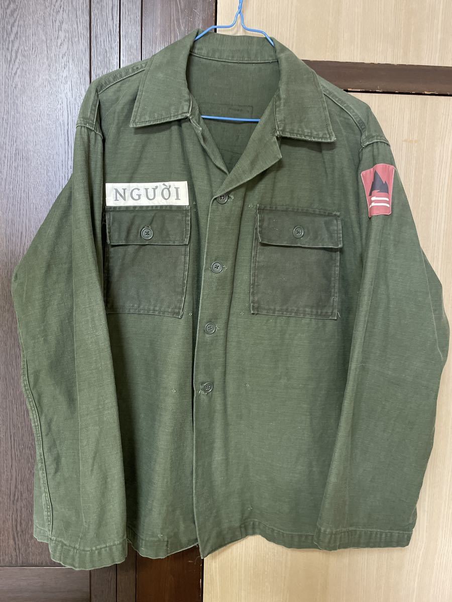 ベトナム戦争　南ベトナム軍実物　OD戦闘服　上下セット　4ポケットジャケット改2ポケット仕様　希少大きいサイズ