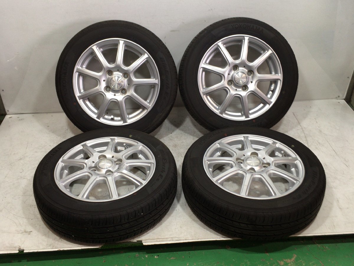 ７分山 ヨコハマ ブルーアース ES32 155/65R14 75S 2022年 LEITUA 14x4.5J +45 100 4H ハブ径74ｍｍ 4本 ノーマルタイヤ