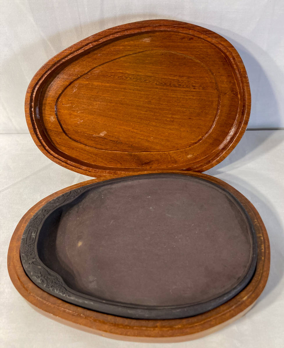 中国古玩 美術工芸品 書道具7点セット「中国木箱付 端渓硯