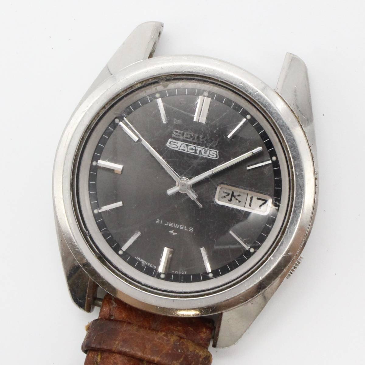 【SEIKO セイコー】5ACTUS ファイブアクタス 21石 7019-7040 自動巻き/AT デイデイト メンズ 腕時計 ブラック文字盤 ラウンド