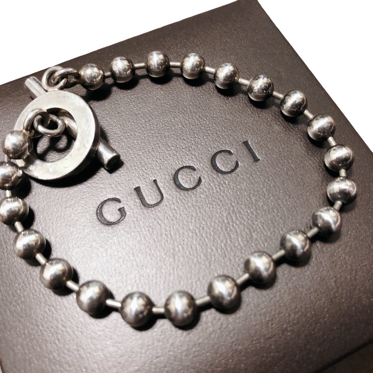 GUCCI× コラボ ボールチェーン ブレスレット 保存箱 シルバー 箱・保存袋付き】GUCCI グッチ ボールチェーン ブレスレット シルバー