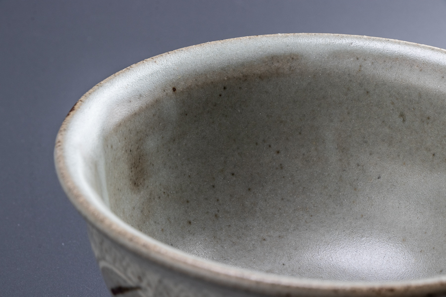 人間国宝 島岡達三 象嵌碗 共箱 初期作品 抹茶碗 茶道具 k3396