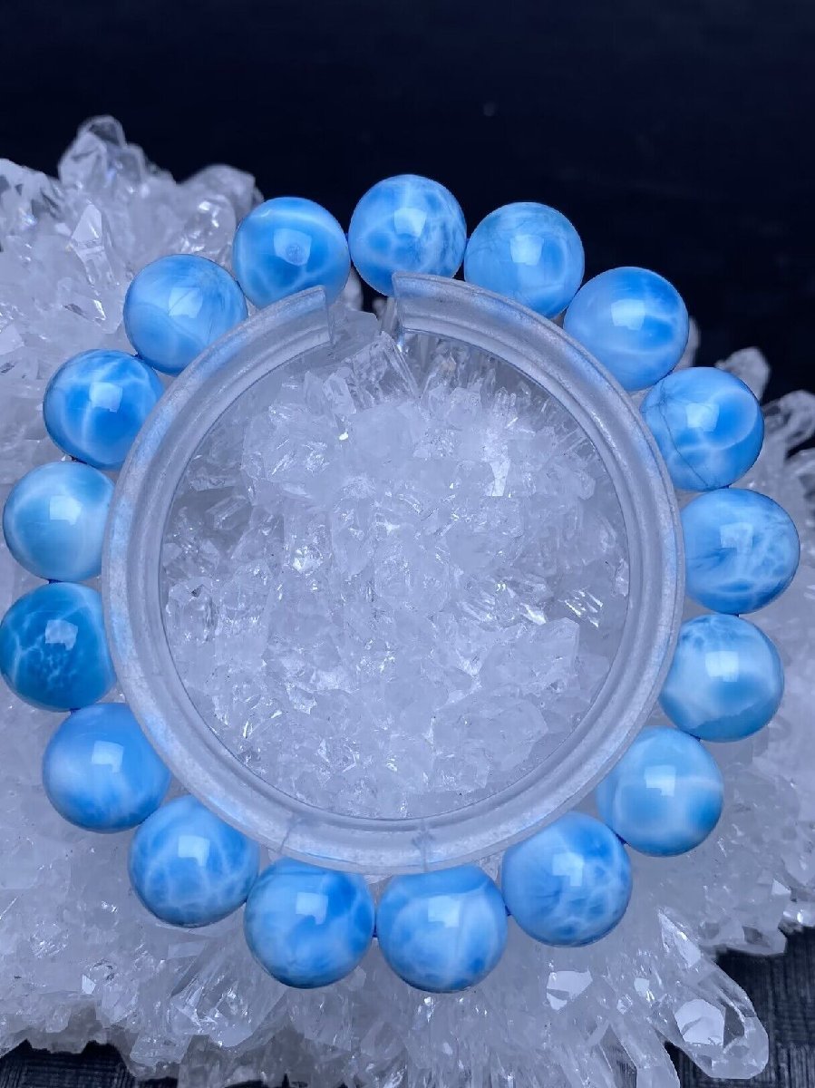 1027e120 天然石★【ドミニカ共和国産の120Aラリマー】★ブレス 12mm（新品）