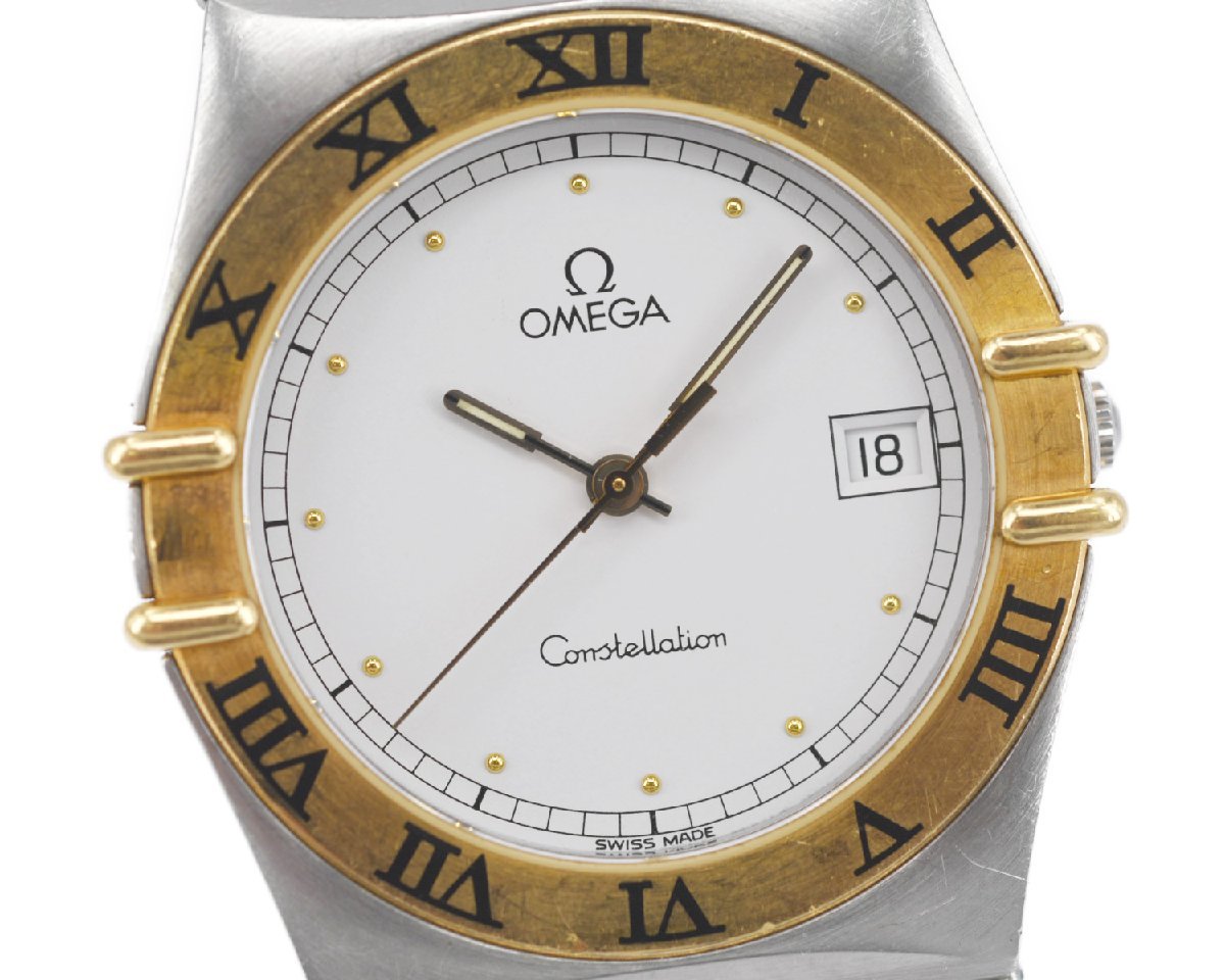 [中古品] 稼働品【OMEGA】オメガ コンステレーション メンズ コンビ/750YG ホワイト文字盤 750YG クォーツ 動作OK 中古品