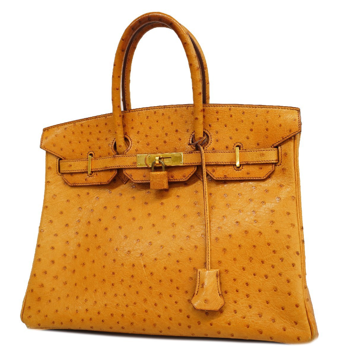 ★最終価格【3xd5094】 エルメス ハンドバッグ バーキン35 〇Y刻印 オーストリッチ チェスナッツ ゴールド金具