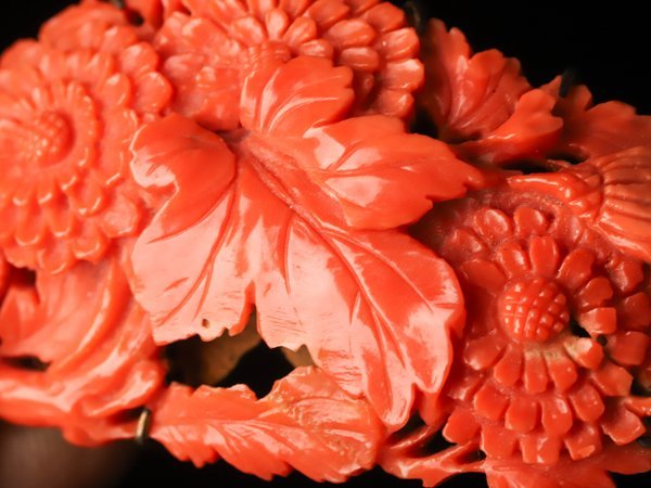 流】装飾品 銀金具 珊瑚花彫刻帯留 重量20g KP963 | PIOUSTEC.COM