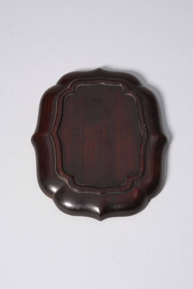 中国美術・唐木・花口形・小皿・香皿・中国古玩・紫檀 YA2371458