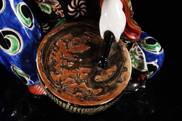 江戸時代中期 享保頃 古伊万里 色絵太鼓打唐子人形 置物 過去最大級 高 