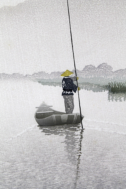 □宮本秋風 【川舟】 木版画 直筆サイン エディション有り