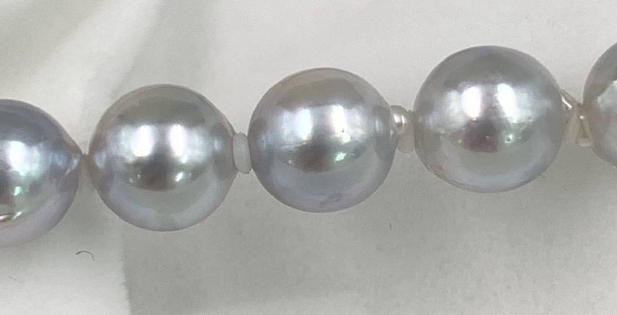 水晶　丸玉　1.7kg 本真珠 パールネックレス 6.0-6.5mm ロングネックレス グレー ブルー