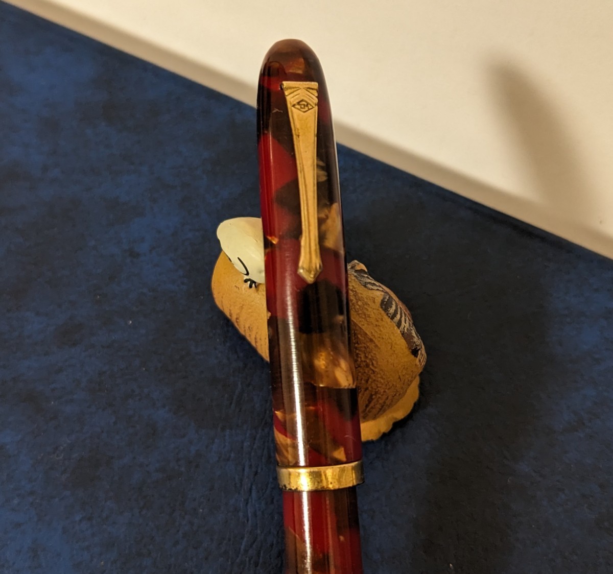 アンティーク万年筆　セルロイド　ITOYAペン先　外装金属部14K