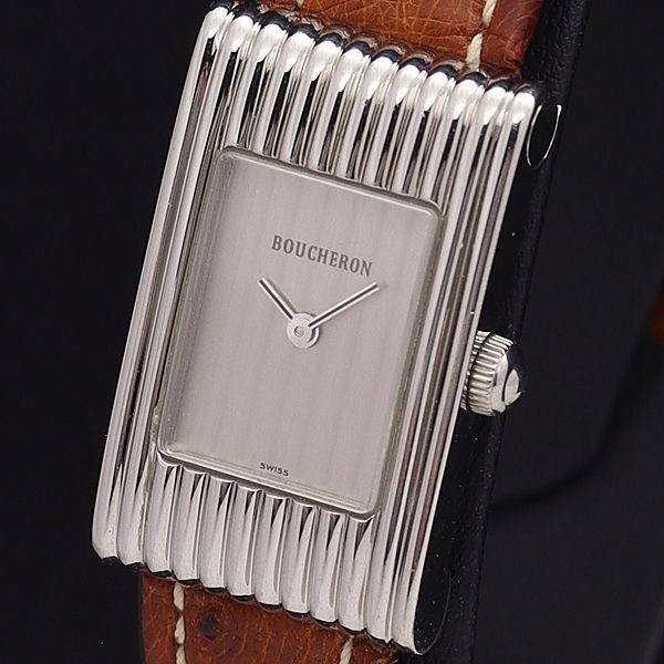 1円 ブシュロン QZ シルバー文字盤 スクエア レディース腕時計 3973200 NKG