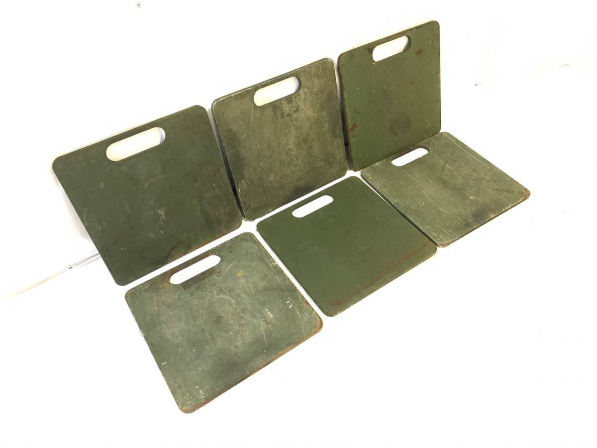 【米軍放出品】☆ジャッキベースプレート 敷板 6枚 40.5cm×40.5cm 鋼板 アウトリガープレート ☆RG20PK#23