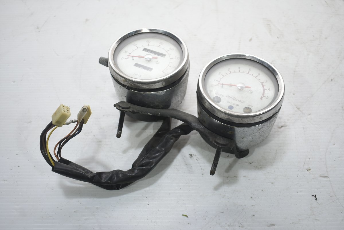 SR400用純正スピードメーター、タコメーターセット ステー付 1JR