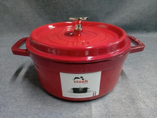 ストウブ ピコココット ラウンド チェリー 18cm 1.7L 両手鍋(■22-02-14)