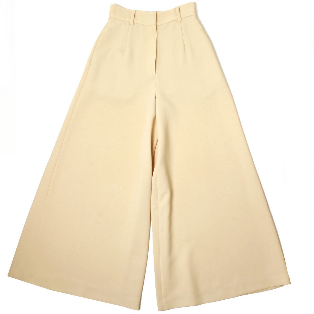 22SS CLANE GEORGETTE LOOSE WIDE PANTS ジョーゼット ワイドパンツ 定価26，400円 size0 アイボリー 12110-7072 クラネ