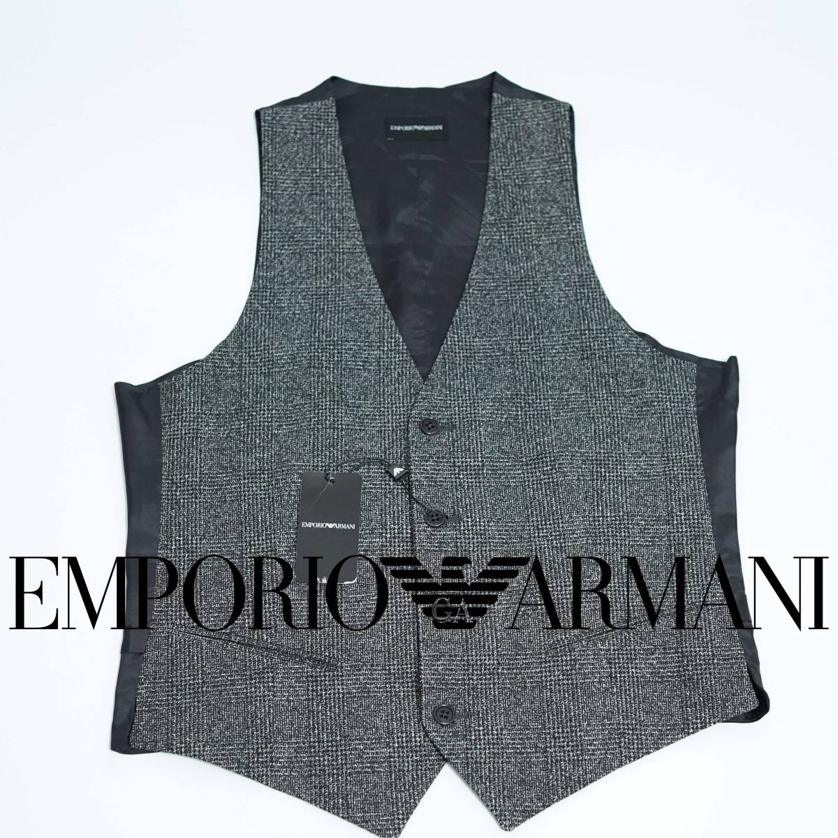 EMPORIO ARMANI チェック柄 スーツベスト オシャレなチェック柄 EMPORIO ARMANI ベスト エンポリオアルマーニ 50