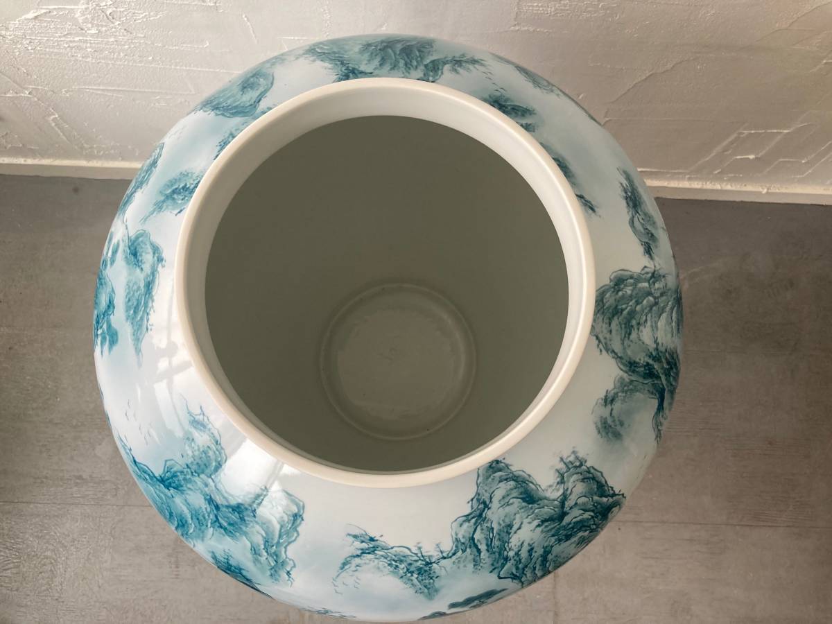 大きい 飾り映えする逸品 有田焼 勝右衛門 作 全高120cm 山水楼閣図 染