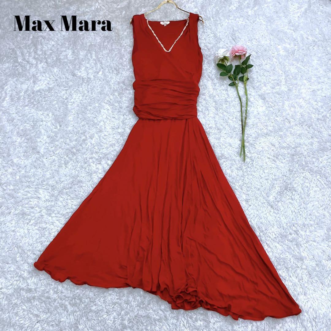 正規品，豊富な マックスマーラ MaxMara 最高級白タグ マキシ丈 ワンピース ドレス レッド 38 ストレッチ(ワンピース)｜売買されたオークション情報、yahooの商品情報をアーカイブ公開 - オークファン ワンピース