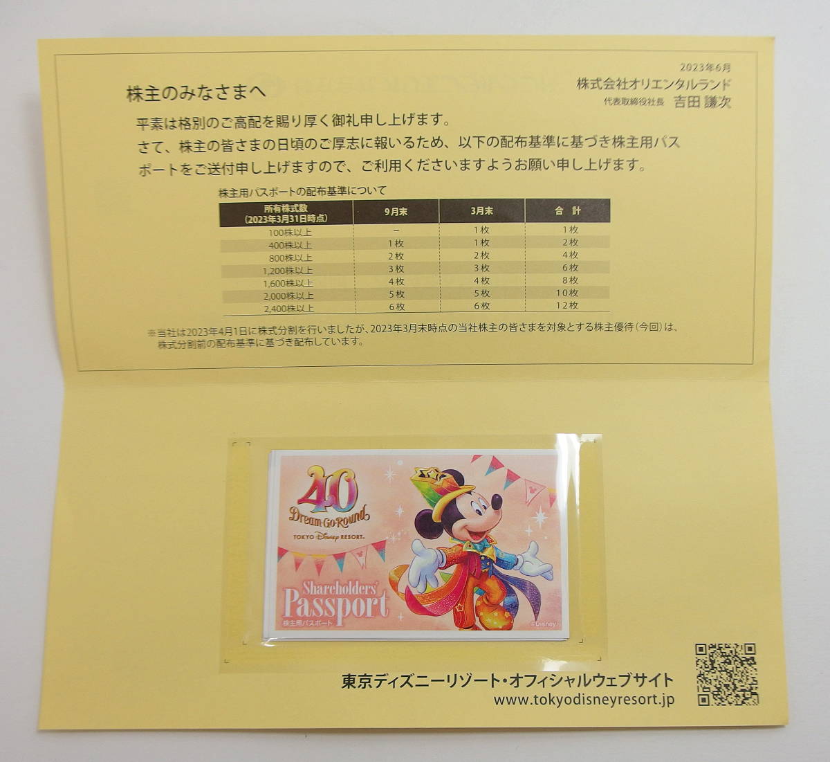 ☆オリエンタルランド 株主用 パスポート 1デーチケット 4枚【有効期限 