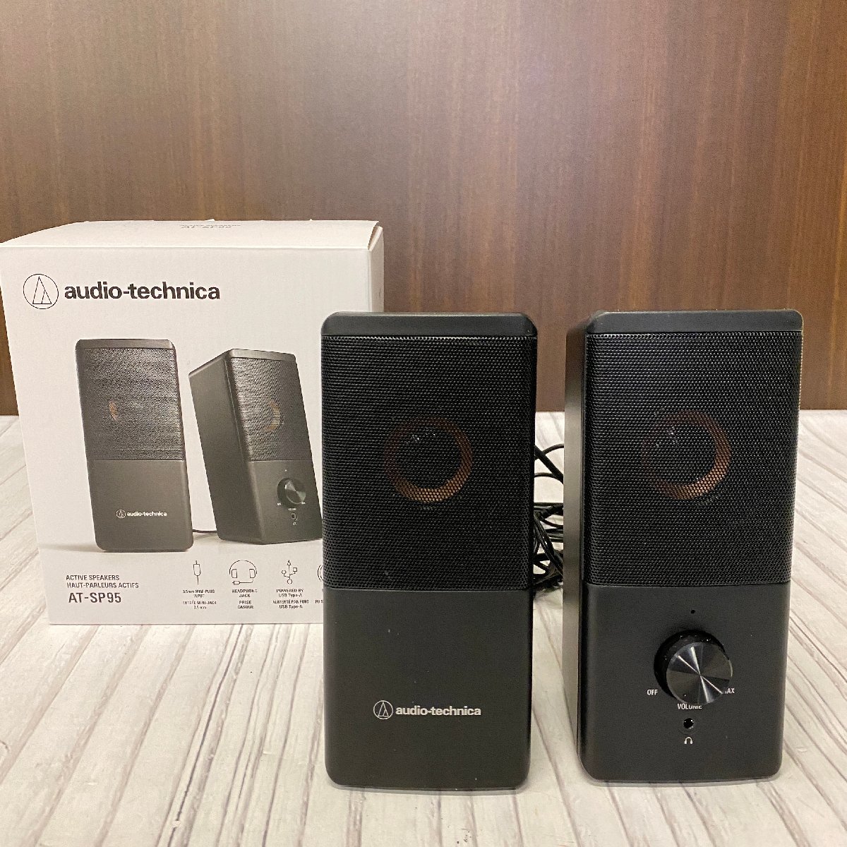 s001 A2 保管品 動作不明 audio-technica アクティブスピーカー AT-SP95 オーディオテクニカ USB給電 ジャンク ...