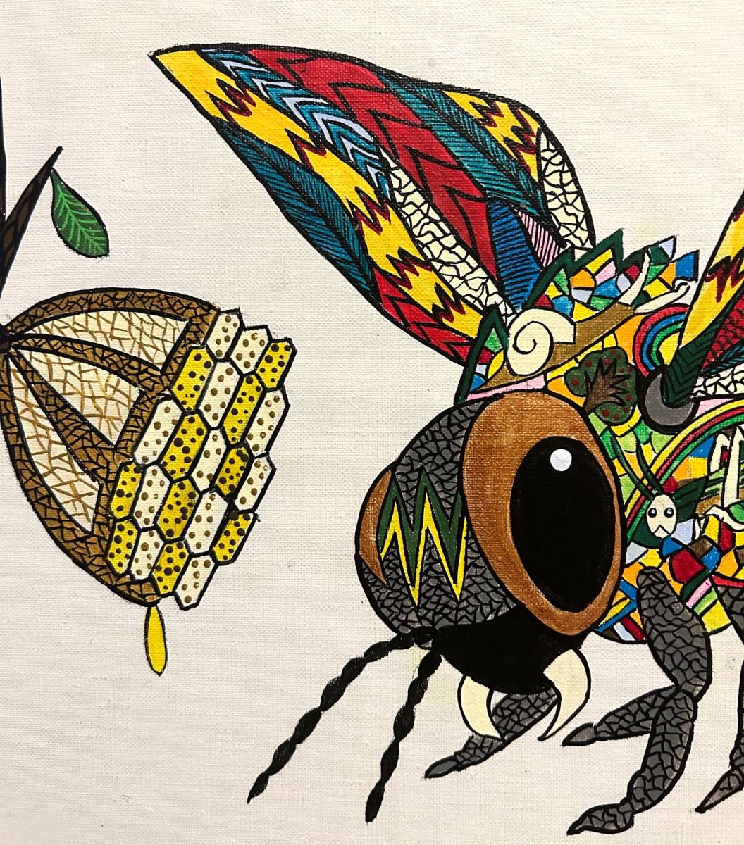 異色の天才画家◇ ジミー大西 ◇蜜蜂 (Honey Bee)◇肉筆アクリル画・新