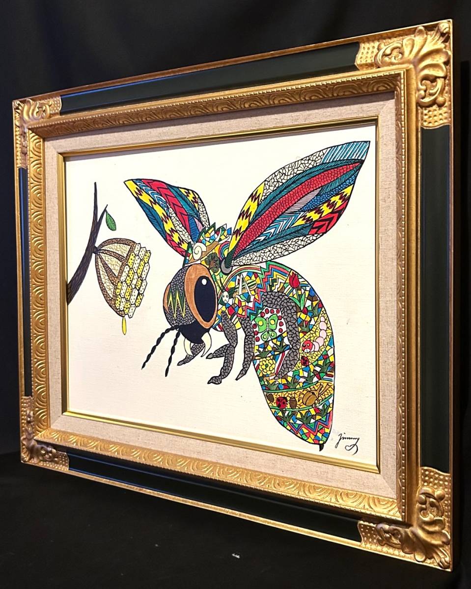◆模写◆異色の天才画家ジミー大西◆蜜蜂 (Honey Bee)◆肉筆画サインあり 異色の天才画家◇ ジミー大西 ◇蜜蜂 (Honey Bee)◇肉筆アクリル画・新