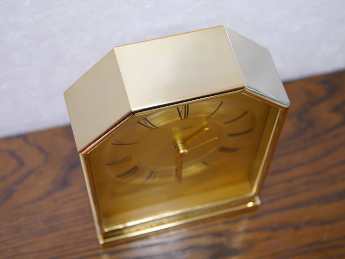 昭和レトロ SEIKO セイコー 置き時計 置時計 時計 電池式 金 ゴールド 