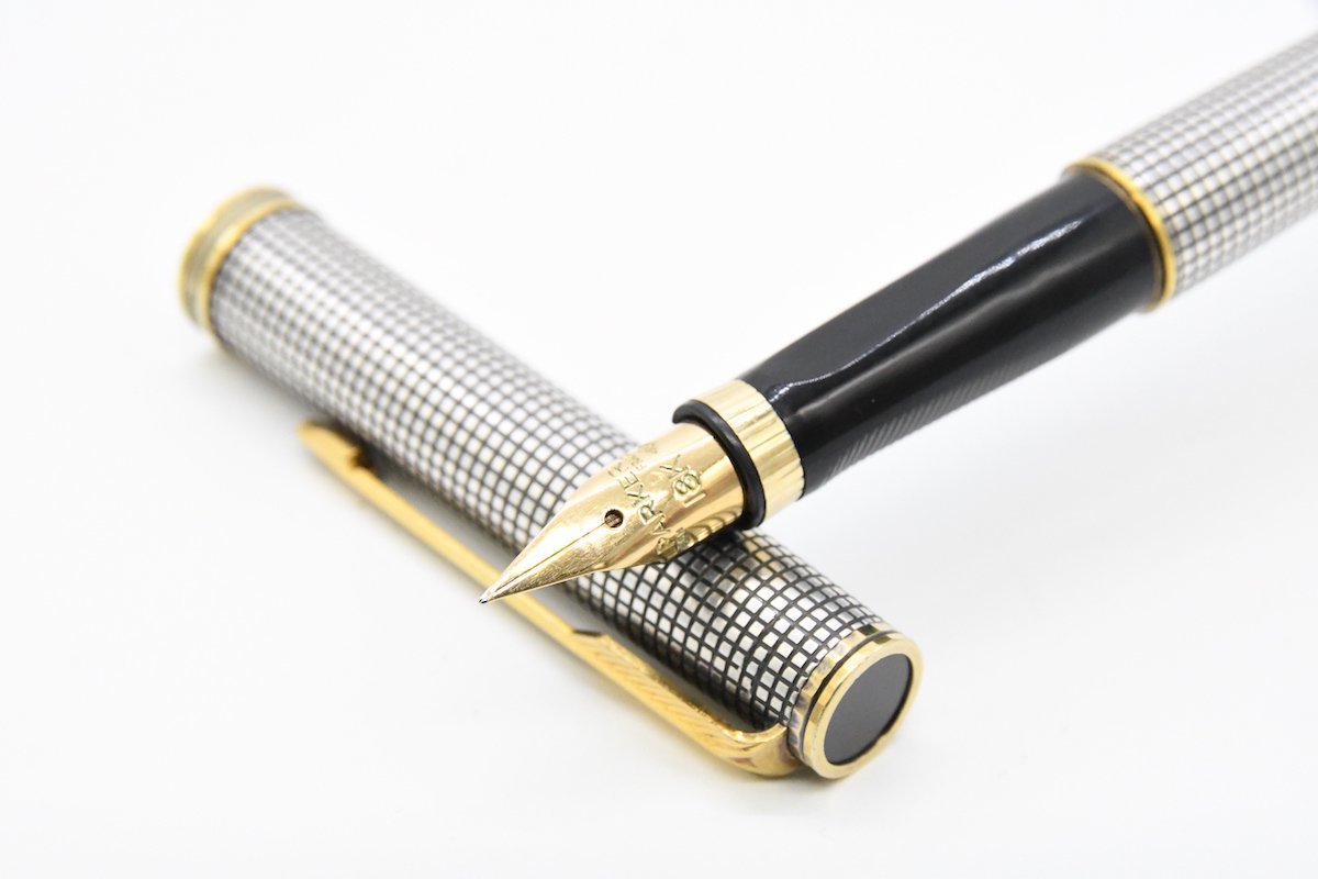 万年筆 PARKER 75 パーカー スターリングシルバー 格子 18K