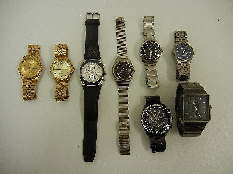 【1円スタート】 ジャンク腕時計おまとめ８点 破損・不動・キズ・汚れあり CITIZEN・Tommy Hilfiger・POLICE・NIXON他