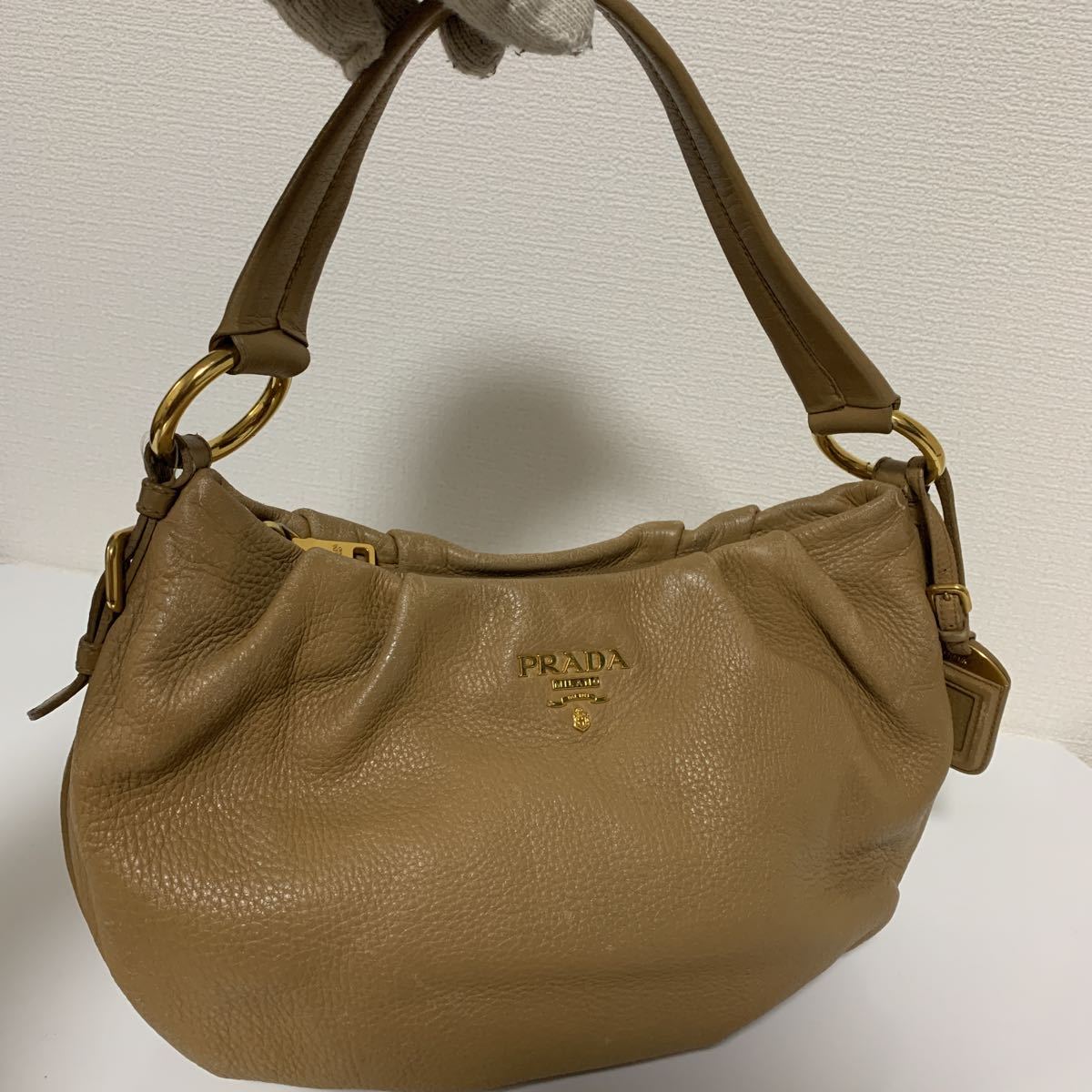 希少 良品 PRADA プラダ ワンショルダーバッグ ハンドバッグ レザー 