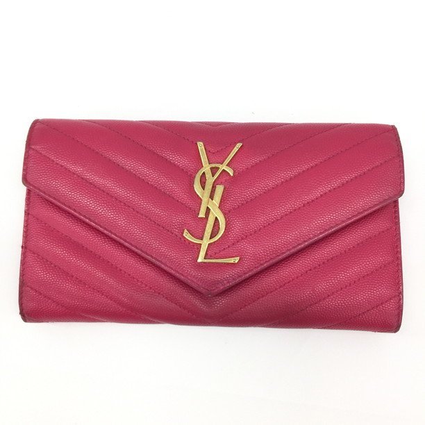 【BGAZ7022】YVES SAINT LAURENT イブサンローラン 長財布 ピンク系 GU5372264・0516