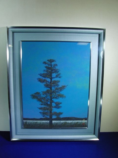 今月のお買い得品 CH-16 曲子明良 「湖畔」 日本画 10号 額装 風景 師: