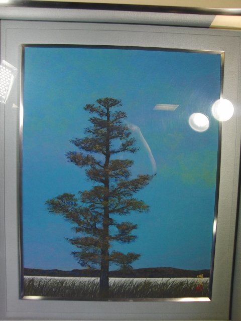 今月のお買い得品 CH-16 曲子明良 「湖畔」 日本画 10号 額装 風景 師: