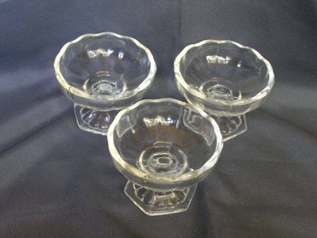 アンティーク氷ガラスカップ3客