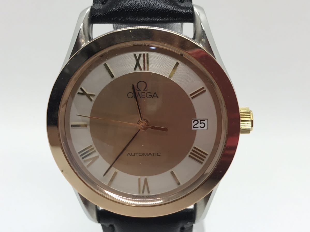 稼働 良品 オメガ クラシック デイト PG ベゼル 自動巻き メンズ 腕時計 箱付き OMEGA Classic Deito Men’s watch