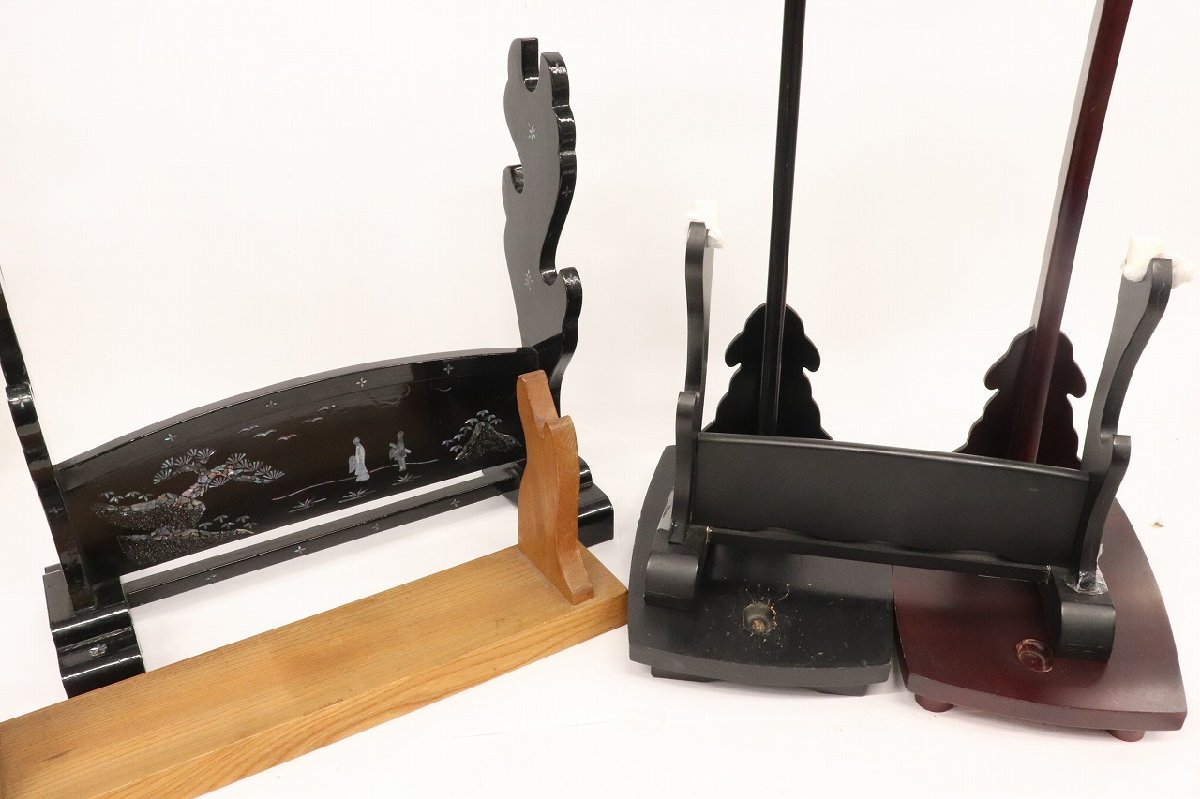 1円～◆おたからや◆T269　刀掛け5点まとめ　木製/螺鈿細工