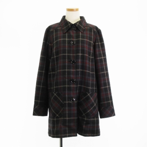 レリアン Leilian 良品 シャツ ジャケット チェック ラメ糸 ウール 黒 ブラック 13 アウター ■ECS レディース