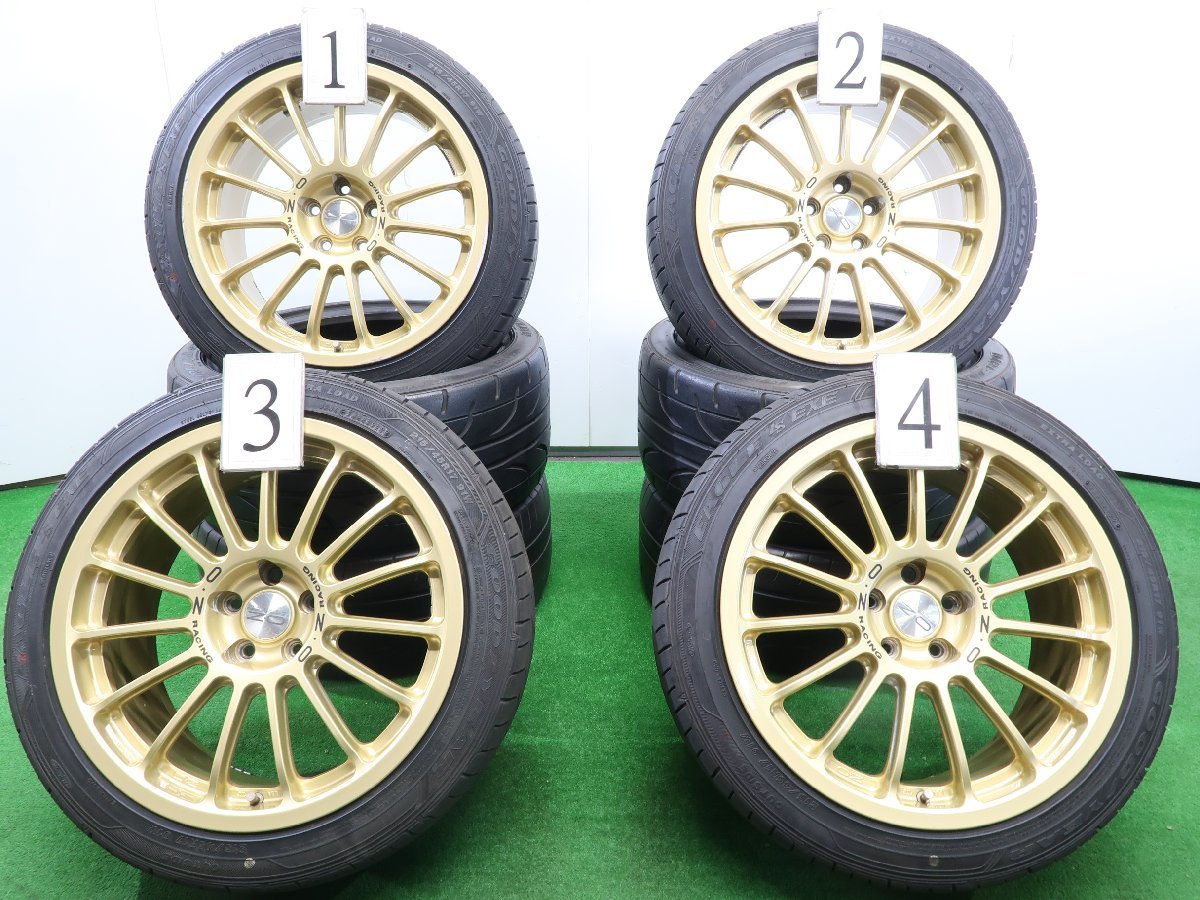 4本 O・Z RACING A356 17インチ 8J +43 5H 100 ラジアル グッドイヤー イーグル LS EXE 22年 215/45R17 OZ レーシング ゴールド