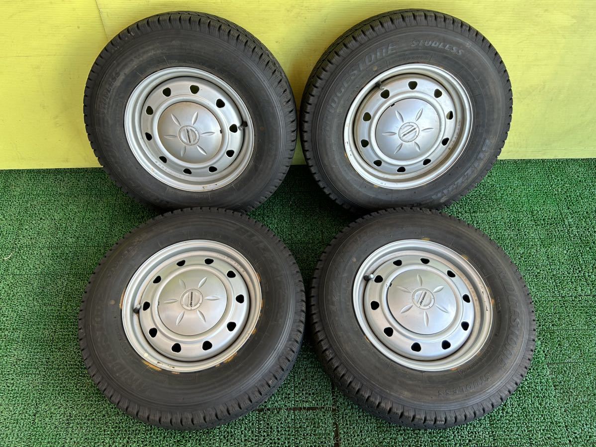 ★バリ山165R13 LT 6PR 2022年スダットレス ブリヂストンブリザックVL1 4本セット 4穴 PCD114.3/100 13×5J ハブ68mm