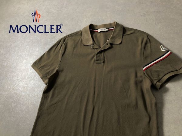 MONCLER○Lサイズ○トリコロールライン 鹿の子素材ポロシャツ