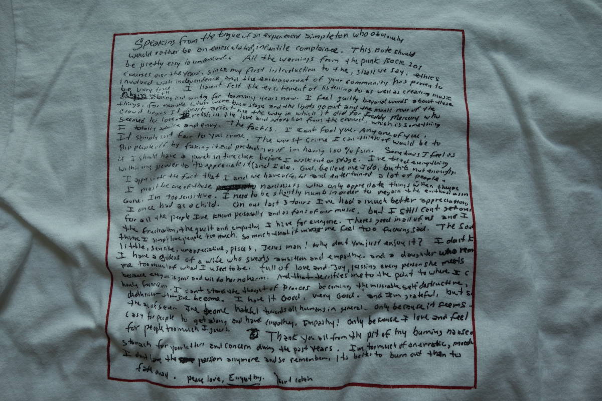 Vintage USA製 90s KURT D COBAIN 両面プリント Tシャツ 白 M