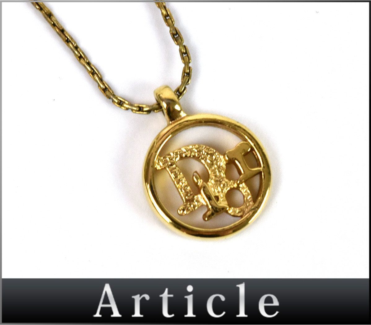 153630♪ Christian Dior クリスチャン ディオール サークル ロゴ ペンダント ネックレス GP ゴールド レディース アクセサリー/ E