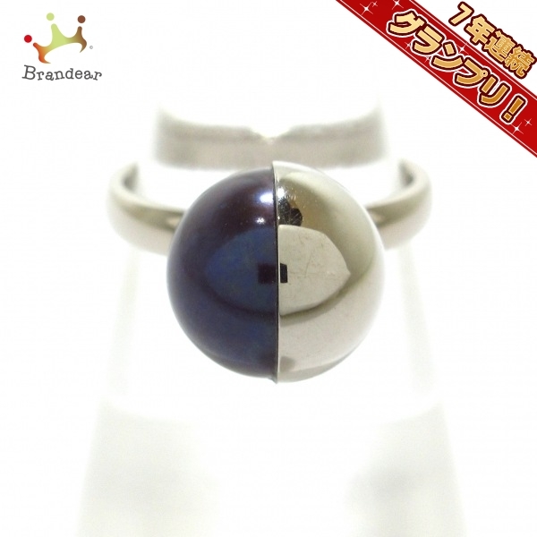 タサキシンジュ 田崎真珠/TASAKI リング アルルカン リング K18WG×パール 黒 美品 アクセサリー（指）