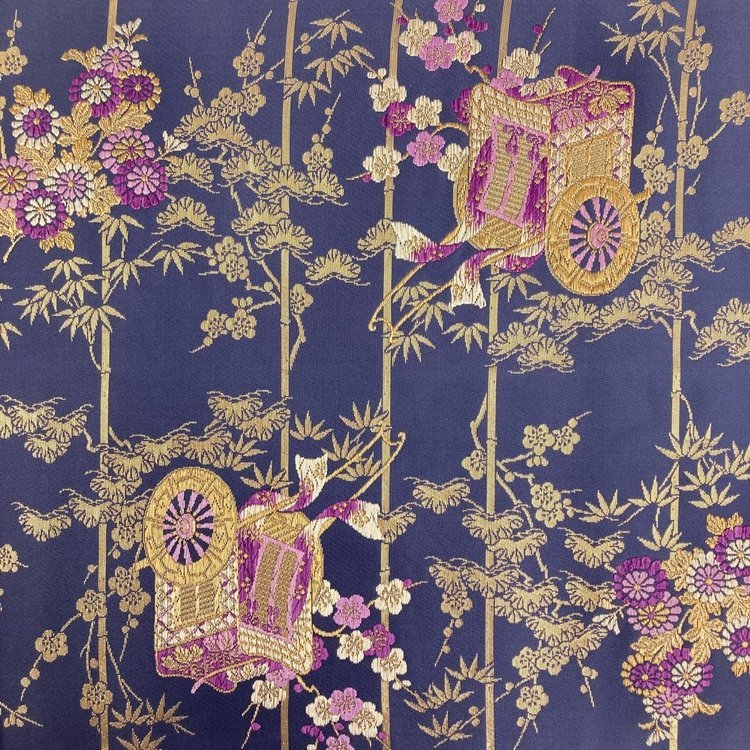 帝王紫 じゅらく 袋帯 金糸 美品 袋帯の通販 箔 華文 落款あり 逸品 扇面