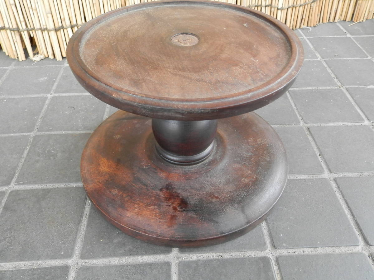 木製 回転台 陶器 盆栽 鉄扇風機 唐木 紫檀？(木工、竹工芸)｜売買され