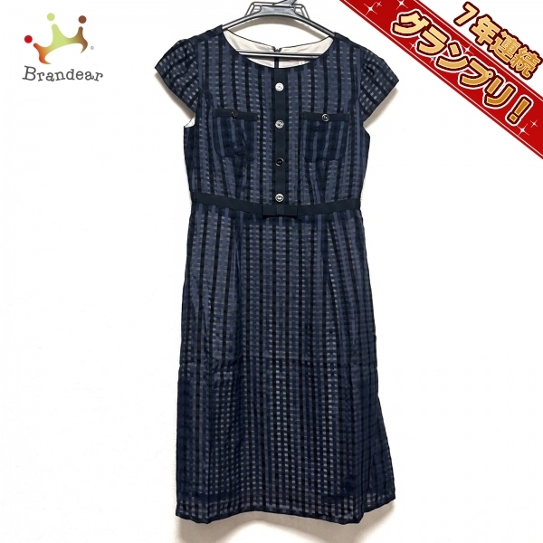 トッカ TOCCA サイズ0 XS - ダークネイビー×黒 レディース 半袖/ロング/チェック柄 美品 ワンピース